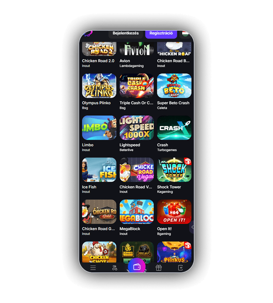 A Zeppelin játékrácsa mobilon Crash és azonnali címekkel: Chicken Road 2.0, Chicken Road Gold, Ice Fish, Limbo, MegaBlock és Chicken Road Vegas az Inout stúdiótól, Avion a Lambdagamingtől, Olympus Plinko és Triple Cash Or Crash a Bsg kínálatából, Super Beto Crash a Caletától, Lightspeed a Beterlive-tól, Crash a Turbogamestől, Shock Tower a Kagamingtől és Open It a Bgamingtől